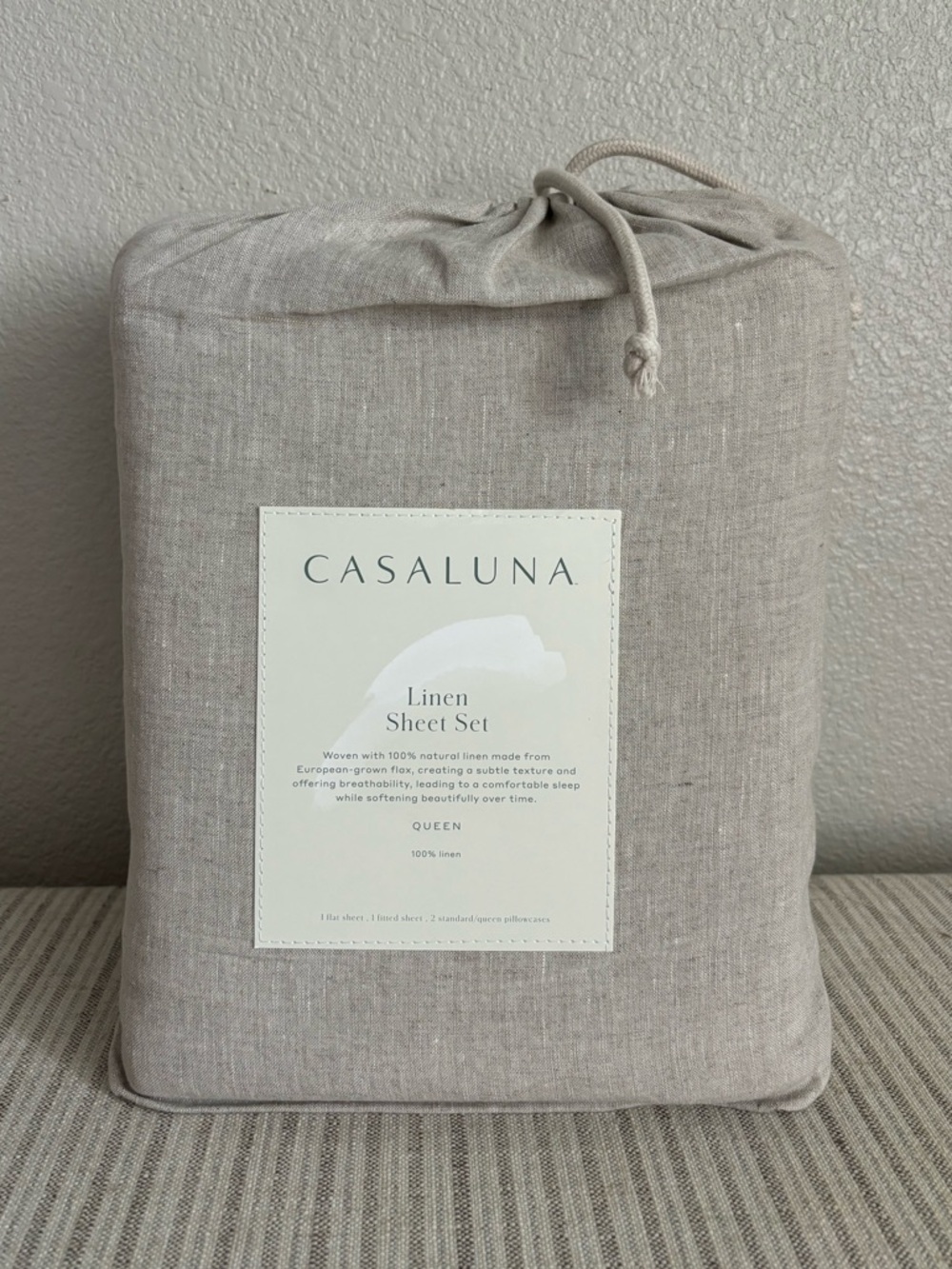 NWT Queen 100% Linen Sheet Set Natural - Casaluna